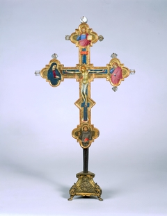 Portable Cross; obverse: Crucified Christ with Virgin, Saints John the Evangelist and Francis; reverse: Crucified Christ with Saints Michael, Paul, Peter, and Louis of Toulouse by Luca di Tommè