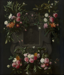 Portrait of Stadholder-King William III (1650-1702) surrounded by a Garland of Flowers