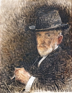 Portrait of the artist with a hat by Léon Bonnat