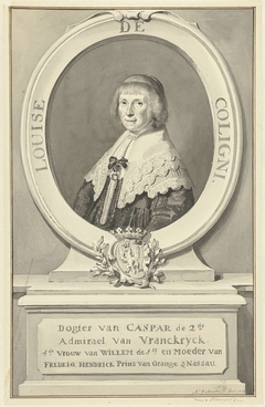 Portret van Louise de Coligny, in ovaal cartouche, naar links by Aert Schouman
