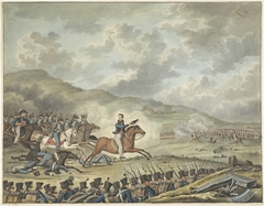 Prins van Oranje leidt de Nederlandse troepen bij Quatre-Bras, 1815 by Unknown Artist