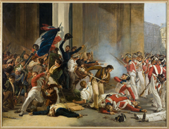 Prise du Louvre le 29 juillet 1830 : massacre des gardes suisses by Jean Louis Bezard