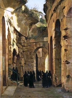 Procesión del Viernes Santo en el Coliseo de Roma by Francisco Bushell Laussat
