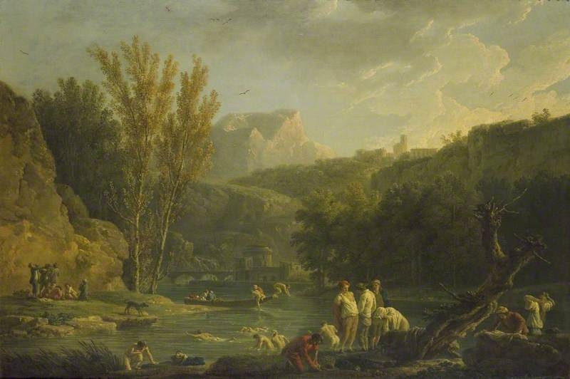 River Scene with Bathers