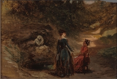Sand Road with Two Women near a Sculpture by Charles Rochussen