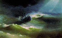 Ship ''Empress Maria'' in a Storm by Ivan Aivazovsky