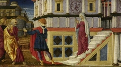 Simon Magus offering St Peter money for the power of conferring The Holy Spirit by Liberale da Verona