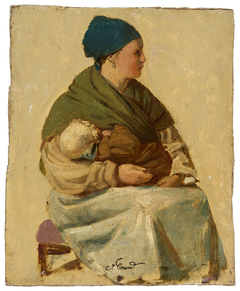 Sitzende Frau mit Kind (Studie) by Johann Grund