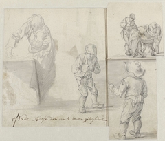 Six figures in different poses by Isaac van Ostade