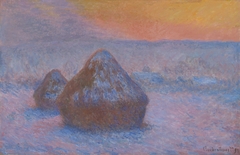 Stacks of Wheat (Sunset, Snow Effect) by Claude Monet