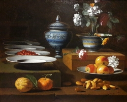 Still life with fruit and nuts (detail).