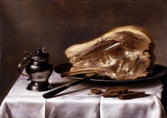 Still life with ham and mustard pot, 1635