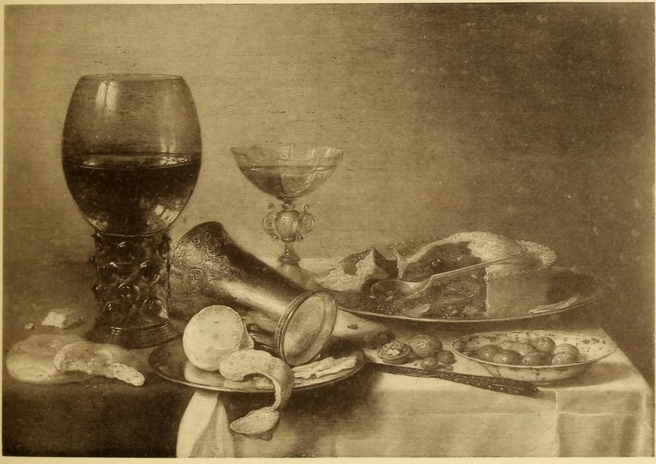 Still life with roemer, chalice and pie
