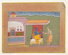 The Brahmin Delivers Rukmini's Letter to Krishna: Page from a Dispersed Bhagavata Purana (Ancient Stories of Lord Vishnu) by Anonymous