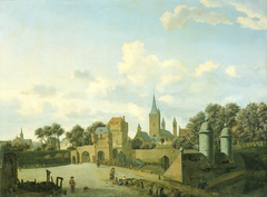 The church of St. Severin in Cologne in a fantasy setting by Jan van der Heyden