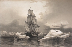 The French Corvette "La Recherche" Close to Bear Island, Svalbard, August 7 1838 by Auguste Étienne François Mayer