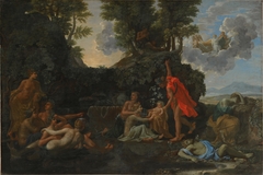 The Infant Bacchus Entrusted to the Nymphs of Nysa; The Death of Echo and Narcissus by Nicolas Poussin