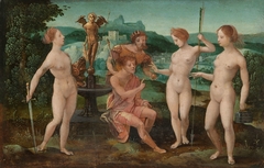 The judgement of Paris by Master of the Female Half-Lengths