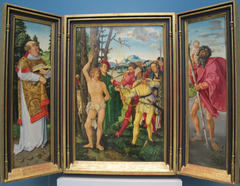 The Martyrdom of St. Sebastian with Saints Stephan, Christopher, Apollonia and Dorothy by Hans Baldung Grien