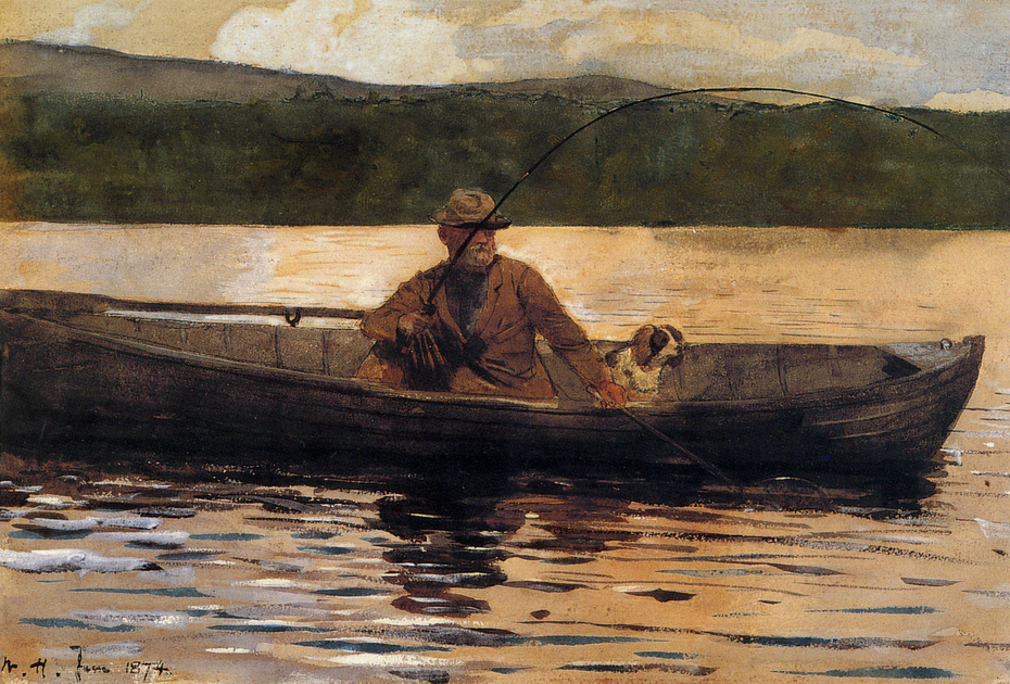 The painter Eliphalet Terry fishing from a boat