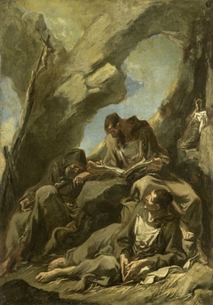 Three Camaldolese Monks in Meditative Prayer by Alessandro Magnasco