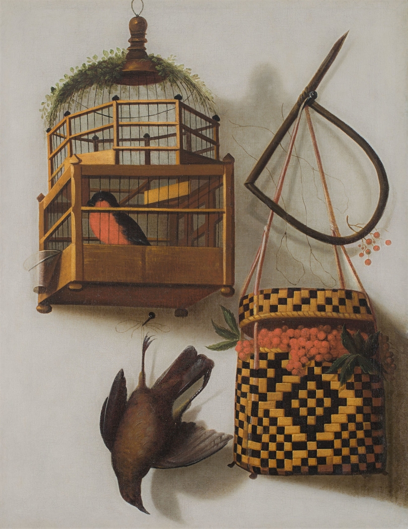 Trompe l'oeil with a bird cage