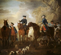 Viscount Weymouth’s Hunt: Mr Jackson, the Hon. Henry Villiers and the Hon. Thomas Villiers, with Hunters and Hounds by John Wootton