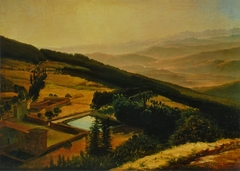 Vue de couvent de Vallombrosa, et le val d'Arno vus du Paradisino by Louis Gauffier