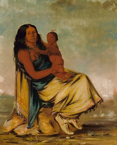 Wáh-chee-te, Wife of Cler-mónt, and Child by George Catlin