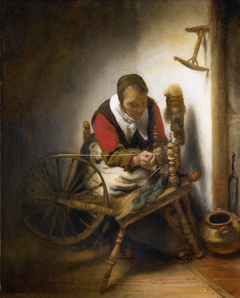 Woman spinning by Nicolaes Maes