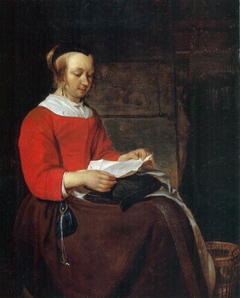 Young Woman Seated in an Interior, Reading a Letter