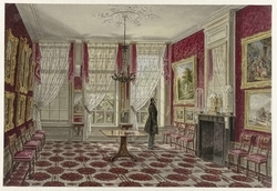 19th Century Interior with Paintings and Standing Figure