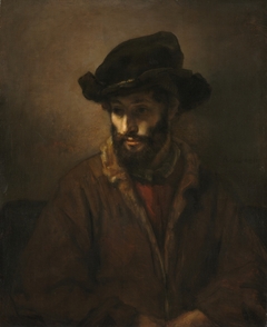 A Bearded Man Wearing a Hat by Rembrandt