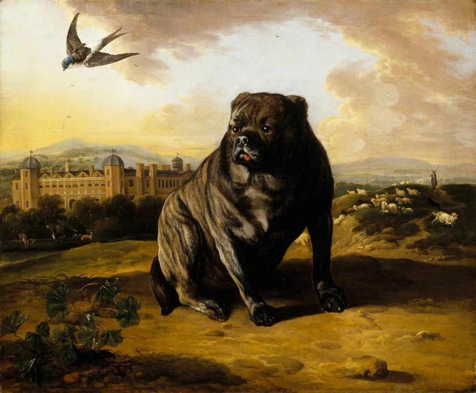 A Dutch Mastiff (called 'Old Vertue') with Dunham Massey in the background