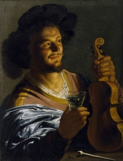A Man with a Glass of Wine, Pipe and Fiddle by Anonymous