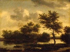 A river landscape with figures