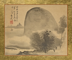 A Small Grove of Trees before a Rounded Hill at the Shore by Tani Bunchō