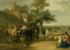 A Village Fair (possibly an Auction of Horses) by Anonymous