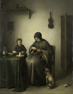 A Woman Cutting Bread