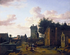 An Imaginary Town Gate with a Triumphal Arch by Jan van der Heyden