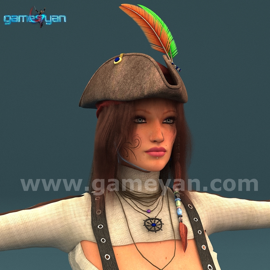 Angela 3D Woman Pirates Character Rigging by Game Development Companies