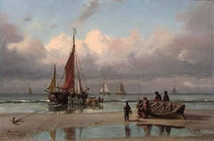 Beach with Boats by Johan Jacob Bennetter
