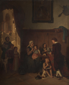 Bewirtung einer armen Familie by August Friedrich Siegert
