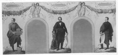 Bildnisse der Künstler Friedrich Ziebland, Ludwig von Schwanthaler und Karl Schorn by Wilhelm von Kaulbach