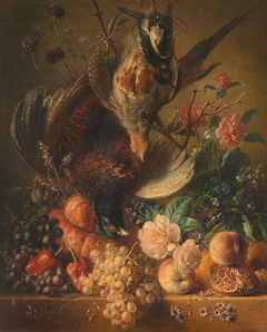Bloemen en gevogelte by Georgius Jacobus Johannes van Os