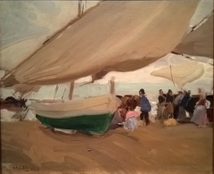 Boats and Fishermen, Valência by Joaquín Sorolla