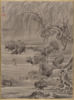 Buffalo and Herdsman by Kawanabe Kyōsai