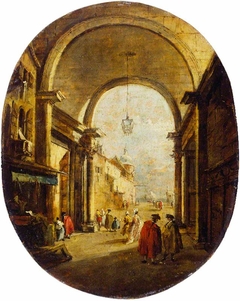 Capriccio with the Archway of the Torre dell'Orologio by Francesco Guardi