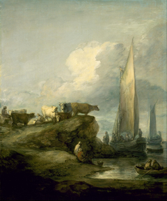 Coastal Scene with Shipping and Cattle by Thomas Gainsborough