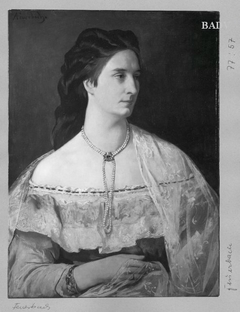 Damenporträt, dunkelhaarige Dame mit Perlenkette (Maria von Nemethey)